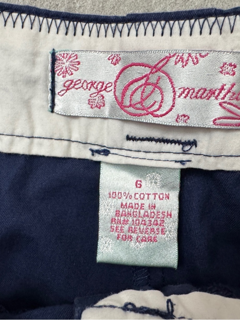 George & Martha Navy Pleated Cotton-Blend Bermuda Shorts - Picture 2 of 4